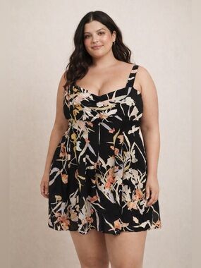 Cleo Woman’s Plus Size 16 Dress Black, White and Orange.